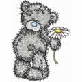 Teddy Bear with chamomile machine embroidery design